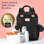RUVALINO Baby Diaper Bag Backpack with Changing Pad, Black Leopard - Image 7
