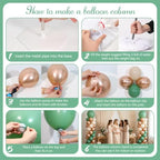 2‑Set Sage Green Champagne Sand White Balloon Column Kit for Baby Shower - Image 6