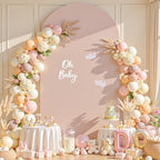 7.2FT Nude Arch Backdrop Cover - Spandex Fitted Wedding Arch Stand Covers Round Top Chiara Arch Backdrop Cover for Birthday Party Banquet Photo Background Decoration - Image 7