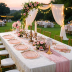 350Pcs Pink Gold Rim Disposable Plastic Dinnerware Party Set - Image 4