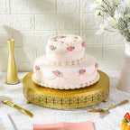 Wenqik Gold Metal Cake Stand 14 Inch with Cutting & Spatula - Image 4