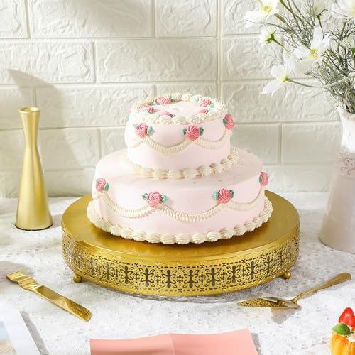 Wenqik Gold Metal Cake Stand 14 Inch with Cutting & Spatula - Image 4