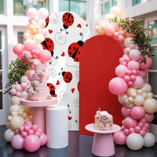 Country Ladybug Arch Backdrop Cover 6.6 FT, Love Farmhouse Classic Retro Texture Wedding Arch Cover Stretchy Backdrop Stands Covers for Birthday Party Ceremony Banquet Decor - Image 5
