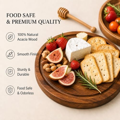 Maxcheck 18 Sets Baby Shower Prizes Cheese Board Knives Forks Acacia - Image 3