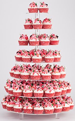 Large Cupcake Stand, 7 Tier Cupcake Tower Tree, Round Cupcake Display Stand, Tiered Cupcake Holder for Party,Clear Dessert Stand for Wedding by YestBuy