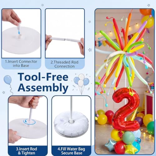 Hicarer 8 Sets Balloon Column Stand Kit, 7ft, White Pole - Image 6