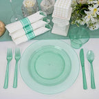 DaYammi 350PCS Green Glitter Plastic Dinnerware Set for 50 Guests - Image 3