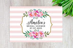 Andaz Press Custom Personalized Disposable Paper Placemats, 12 x 18 Inch, Set of 25, Custom Bridal Shower Pink Striped Floral, Tableware, Dining, Tabletop, Table Setting for Bridal Shower - Image 2
