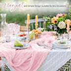 28 Pack Light Pink Cheesecloth Table Runner 17x108 Inch Semi Sheer Boho Gauze Cheese Cloth Fabric Table Runners, for Wedding Party Baby Shower Birthday Home Decor Garden Farmhouse - Image 6