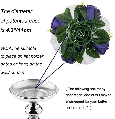 BLOSMON Navy Blue White Flowers for Centerpieces: 10 Pcs, Artificial Roses - Image 5
