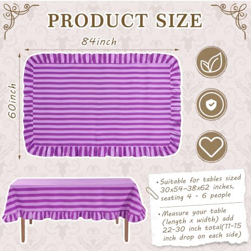 Tudomro Striped Tablecloth, Rectangle, Purple Series, 84'' X 60'' - Image 2