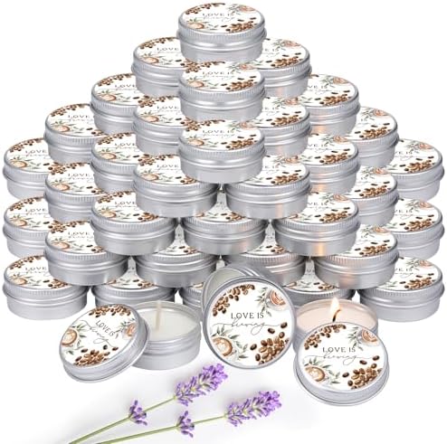 MTLEE 50 Pcs Love is Brewing Bridal Shower Candles Gift Favors for Guests by MTLEE