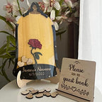 Personalized Wedding Wooden Guest Book: Creative Acrylic Custom Name Alternative Inserts Box DIY Custom Rustic Wedding Heart Drop Guest Book for Graduation Anniversary Wedding Decor (Rosewood) - Image 4