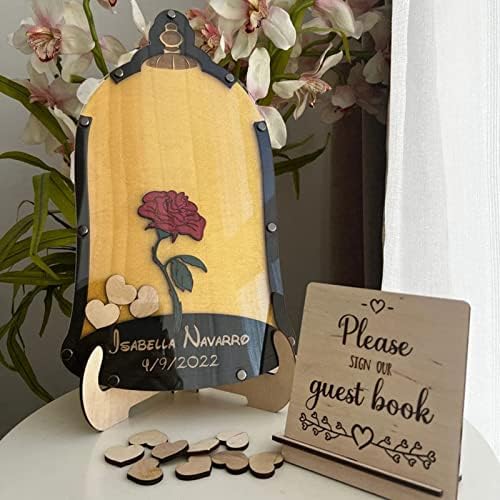 Personalized Wedding Wooden Guest Book: Creative Acrylic Custom Name Alternative Inserts Box DIY Custom Rustic Wedding Heart Drop Guest Book for Graduation Anniversary Wedding Decor (Rosewood) - Image 4