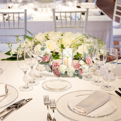 Leinuosen 12 Pack 12 Inch Metal Floral Hoop Centerpiece with Stand Set - Image 6