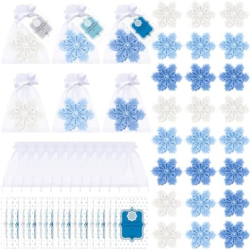 Treela 24 Sets Snowflake Candles Scented Party Favors Blue Gradient Winter by Treela