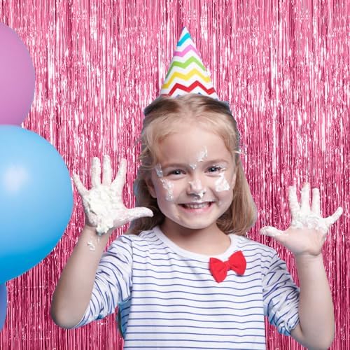 20 Pack Pink Backdrop Decorations - Tinsel Curtain Party Backdrop Foil Fringe Birthday Photo Booth Streamer Backdrop Pink Theme Bachelorette Graduation Decorations - Image 2