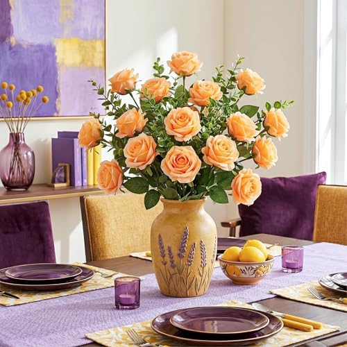 Auihiay 60PCS Artificial Roses, Champagne Roses, Velvet Silk Roses - Image 6