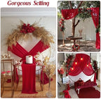 6 Pack 10Ft Red Chiffon Table Runner 29x120 Inches Sheer Fabric Table Runner Romantic Wedding Runner for Thanksgiving Christmas Bridal Shower Decorations（Red） - Image 4
