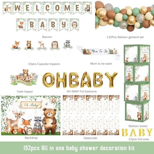 Party Inspo Woodland Baby Shower Decorations, Forest Animal Baby Shower Party Supplies, Neutral Theme Gender Reveal Party Ideas - Image 2