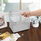ELLDOO Crystal Wedding Card Box with Heart Lock, Money Card Box Treasure Chest Style Silver Gift for Wedding Receptions Centerpiece Decor Anniversary Keepsake Gift Display Csae, Medium - Image 4