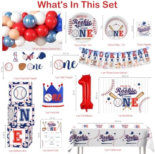 cocomigo Rookie Year 1st Birthday Decorations, All-in-One Set for 24 Guests - Image 2