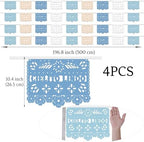 TOUROAM 4 Pack Blue Mexican Papel Picado Banner, Fiesta Party Decorations for Birthday, Baby Shower, Cinco De Mayo, Día De Los Muertos, Day of the Dead - Image 2