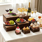 8 Pcs Wooden Buffet Risers Display Stands, 8 Sizes for Wedding Party Supply - Image 4