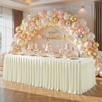 Wish Care Ivory Satin Table Clothes for 6 Foot Rectangle Tables - 6FT Wrinkle Resistant Glitter Rectangle Tablecloths, Party Table Covers for Wedding Banquet, Baby Shower, Birthday, Holiday Dinner - Image 2