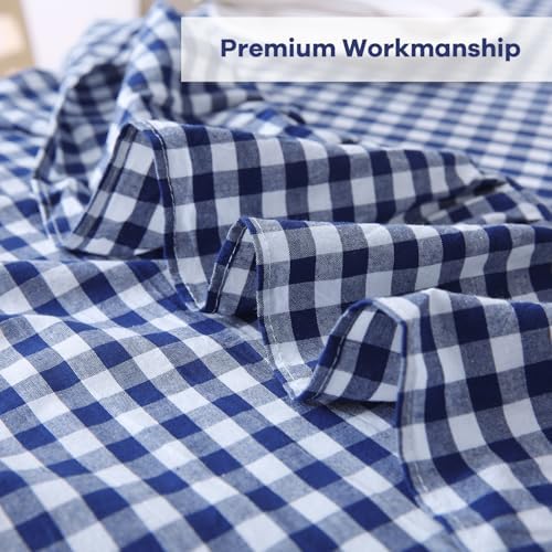 Navy Blue White Gingham Tablecloth Round Dia.70“ - Image 6