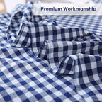 Navy Blue White Gingham Ruffled Table Cloth Rectangular 102"x60" - Image 6