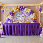 1 Pack Purple Satin Tablecloths Rectangle 4FT, Glitter Spandex Fitted Stretch Table Covers Wrinkle-Free Floor Length Shimmer Table Skirt for Weddings Parties Baby Shower Banquets Vendor Events - Image 3