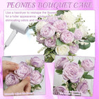 12 Bundles Purple White Artificial Peonies Silk Flowers Bulk - Image 5