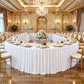 21ft White Satin Table Skirt for Rectangle & Round Table Teacher Desk Skirt by PartyTalk