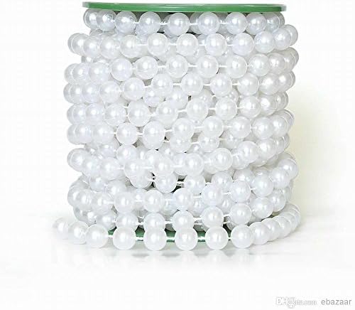 Krismile 22 yards 10mm Large crystal Faux Pearls Beads String By the Roll for Party Garland flowers Wedding Baby Shower Centerpieces Bridal DIY Decoration KRS030 (White) by Krismile