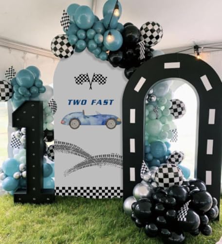 Arch Backdrop Cover for Fast ONE Racing Car Birthday Party Arch Spandex Fabric Cover Checkered Tire Track Car Kids Boys Baby Shower Parties Decors (4374,2.6x6ft) - Image 4