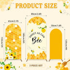 3Pcs Honey Bee Arch Backdrop Covers 4ft 5ft 6ft Bees Flower Honeycomb Arch Stand Covers Honey Bee Birthday Party Decoration Photo Background for Bees Birthday Baby Shower Wedding Party Supplies - Image 2