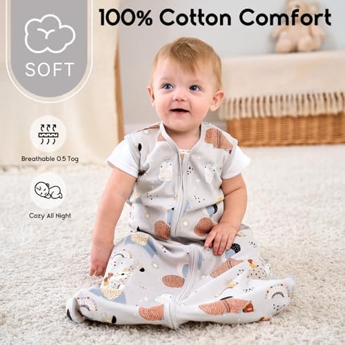 Yoofoss Baby Sleep Sack 12-18 Month 0.5TOG 100% Organic Cotton 2-Way Zipper - Image 2