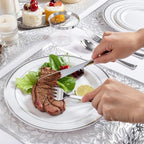 WDF Partyware 175PCS Sliver Plastic Plates - Silver Plates Disposable - White Plate with Silver Trim 25Guests Plastic Dinnerware Sets with Rolled Napkins for Wedding Baby Shower Spring Birthday - Image 3