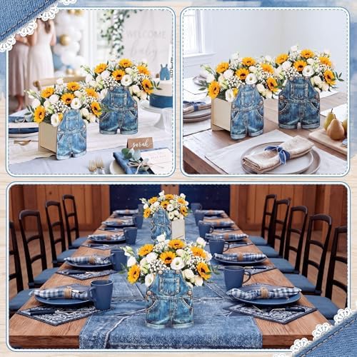 6 Pack Blue Jean Baby Shower Centerpieces for Table Wooden Flower Boxes - Image 6