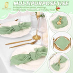 Showgeous 30 Pack Sage Green Cloth Napkins with Fringe, 16x16 inch - Image 6