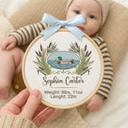 Embroidery Baby Name Sign, Personalized Welcome Baby Hoop Sign with Bow, Custom Baby Name Sign for Hospital, Infant Baby Shower Gifts New Parents (17) - Image 5