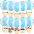 Rossesay 12 Sets Hot Air Balloon Decorations DIY Paper Lanterns Baby Shower Table Centerpieces Wooden Basket with Sticks for Gender Reveal, First Birthday Party, Wedding, Graduation(Blue) by Rossesay