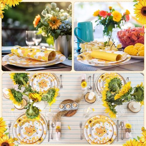Funnymoom 200 Pcs Honey Bee Party Decoration Plates and Napkins Serve 50 - Image 5