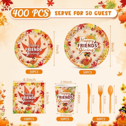 Funnymoom Thanksgiving Party Supplies for 50 Guests Fall Autumn Plates - Image 3