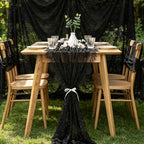 Black Lace Table Runner Fabric 6Pcs 30 x 120 Inch Rustic Vintage Kitchen - Image 3