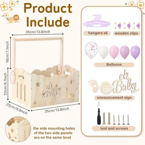 Purple, Wooden Baby Shower Crate Closet,Hollow - Image 3
