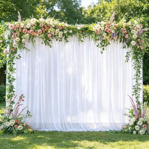 Wish Care 40ft x 10ft White Chiffon Backdrop Curtains, Wrinkle-Free Sheer Chiffon Fabric Photo Curtain Drapes for Wedding Ceremony Arch Party Stage Photography Decorations - Image 3