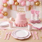 350 Pcs Pink Rim Paper Plates and Napkins Party Supplies - Image 5