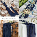 12 Pack Navy Blue Cheesecloth Table Runner 10FT Boho Fabric Rustic Cheese Cloth Table Runner for Wedding Bridal Shower Baby Shower Gauze Sheer Birthday Party Table Decorations 20 x 120 Inch Long - Image 6